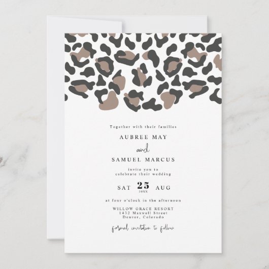 AUBREE Modern Leopard Print Safari Foto Hochzeit Einladung (Vorderseite)
