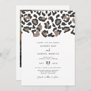 AUBREE Modern Leopard Print Safari Foto Hochzeit Einladung