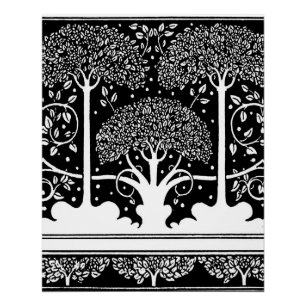 Aubrey Beardsley Art Nouveau Baum Muster Druck