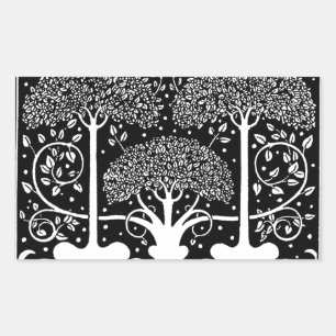 Aubrey Beardsley Art Nouveau Baum Muster Druck Rechteckiger Aufkleber