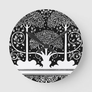 Aubrey Beardsley Art Nouveau Baum Muster Druck Runde Wanduhr