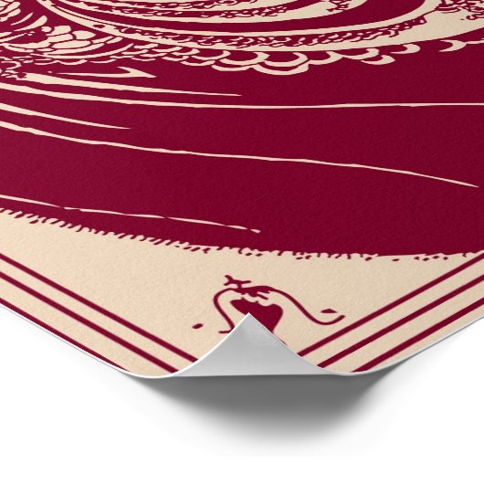 Aubrey Beardsley Peacock Skirt Maroon Poster (Ecke)