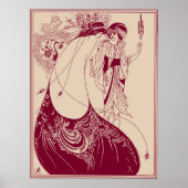 Aubrey Beardsley Peacock Skirt Maroon Poster (Vorne)