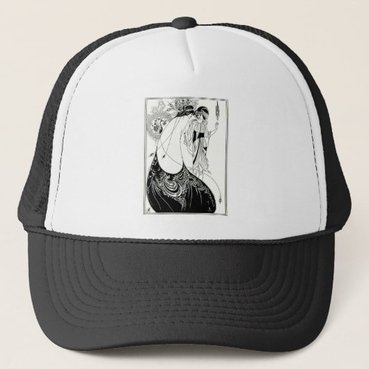 Aubrey Beardsley Pfau-Rock Truckerkappe (Vorderseite)