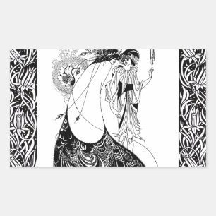 Aubrey Beardsley The Peacock Skirt Art Nouveau Rechteckiger Aufkleber