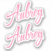 Aubrey Decorative Name in Pink x2 Aufkleber (Vorderseite)