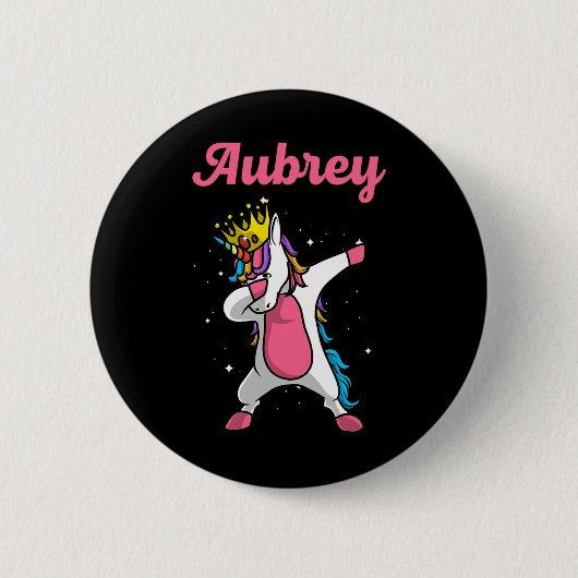 Aubrey Gift Name Personalisiert Geburtstag Dabbing Button (Vorderseite)