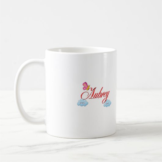 Aubrey mit Schmetterling und Wolken Kaffeetasse (Links)