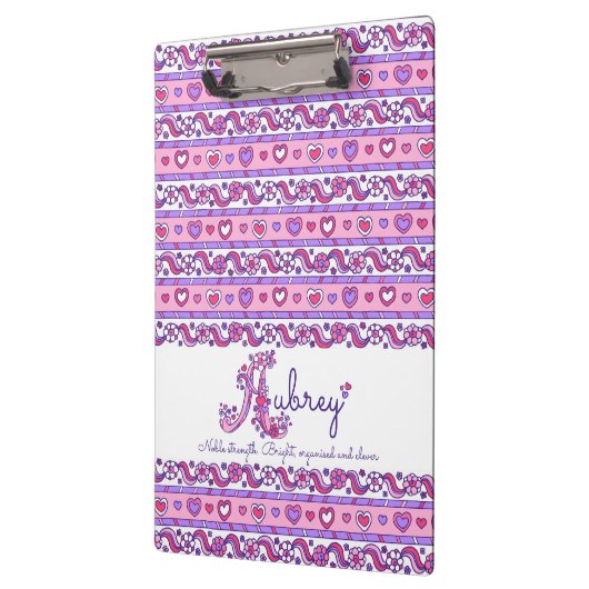 Aubrey Name bedeutet Herz Doodles Zwischenablage Klemmbrett (Links)