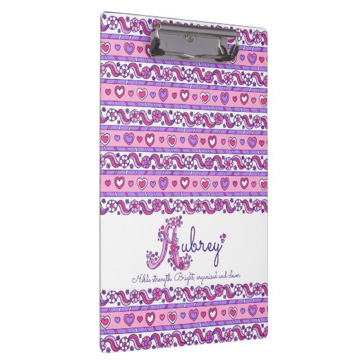 Aubrey Name bedeutet Herz Doodles Zwischenablage Klemmbrett (Rechts)