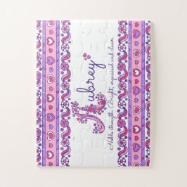 Aubrey Name bedeutet rosa lila Puzzle