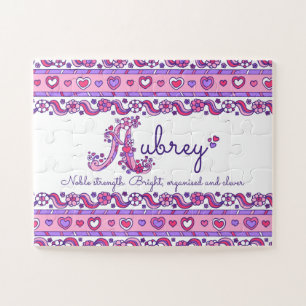 Aubrey Name Bedeutung rosa lila Puzzle