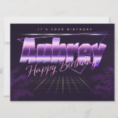 Aubrey Name Vorname lila retro Karte Geburtstag (Vorderseite)