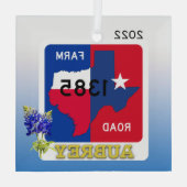 Aubrey, Texas & Bluebonnets Ornament (Rückseite)
