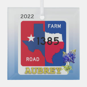 Aubrey, Texas & Bluebonnets Schmuck Ornament Aus Glas