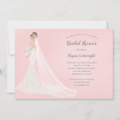 Auburn Bride in Lace Gown Elegantes Brautparty Einladung (Vorderseite)