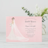 Auburn Bride in Lace Gown Elegantes Brautparty Einladung (Stehend Vorderseite)