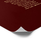 Auburn Brown & Gold Lace 22 Table Seating Chart Poster (Ecke)