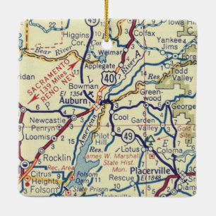Auburn CA Vintage Karte Keramikornament