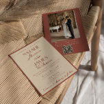 Auburn Copper Old Money QR Code Photo Wedding Einladung<br><div class="desc">This wedding invitation is perfect for your wedding if you are looking for an elegant unique and easy editable invitation .An elegant unique luxurious auburn and copper image QR code wedding template invitation. as you see it features a copper old money background. And classy Parisian font in auburn old money...</div>