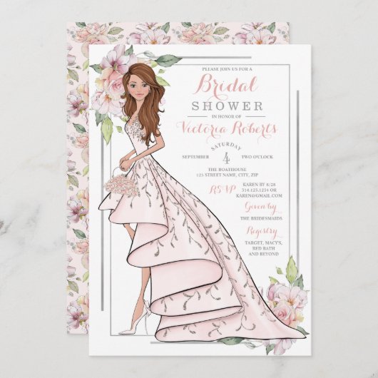 Auburn Hair Bride Brautparty Einladung (Vorne/Hinten)