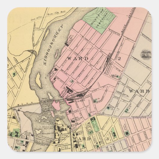 Auburn, Lewiston Quadratischer Aufkleber (Vorderseite)