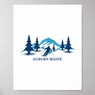 Auburn Maine Ski Resort Skiing Skier T - Shirt_1.p Poster