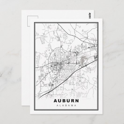Auburn Map Postkarte (Vorne/Hinten)