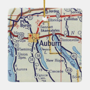 Auburn NY Vintag Map Keramikornament