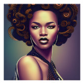 Auburn Queen Orange Brown Hair Black Melanin Afro Poster (Vorderseite)