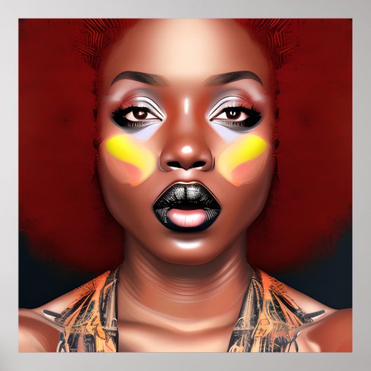 Auburn Queen Orange Brown Hair Black Melanin Afro Poster (Vorne)