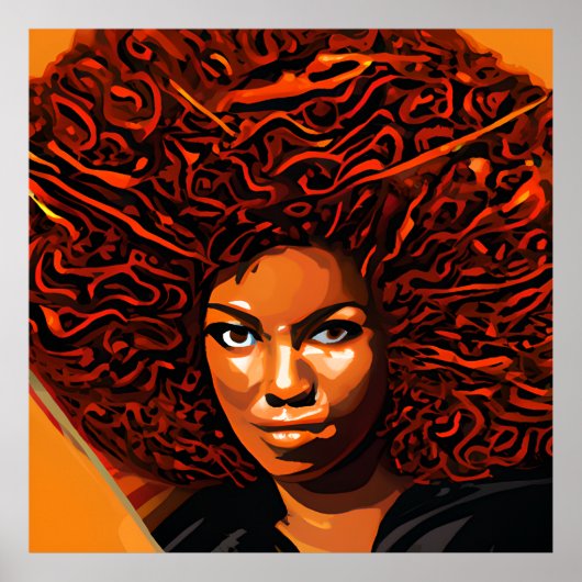 Auburn Queen Orange Brown Hair Black Melanin Afro Poster (Vorne)