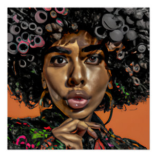 Auburn Queen Orange Brown Hair Black Melanin Afro Poster