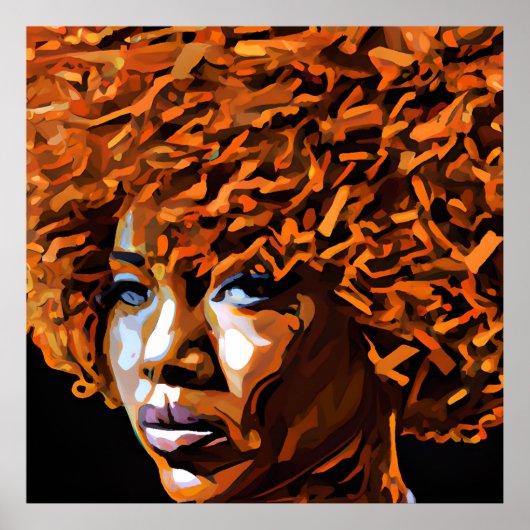 Auburn Queen Orange Brown Hair Black Melanin Afro Poster (Vorne)