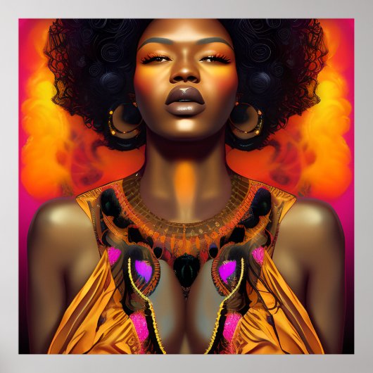 Auburn Queen Orange Brown Hair Black Melanin Afro Poster (Vorne)