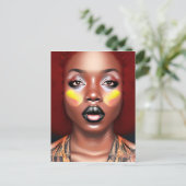 Auburn Queen Orange Brown Hair Black Melanin Afro Postkarte (Stehend Vorderseite)