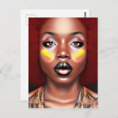 Auburn Queen Orange Brown Hair Black Melanin Afro Postkarte (Vorne/Hinten)