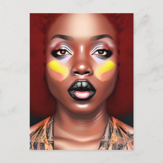 Auburn Queen Orange Brown Hair Black Melanin Afro Postkarte (Vorderseite)