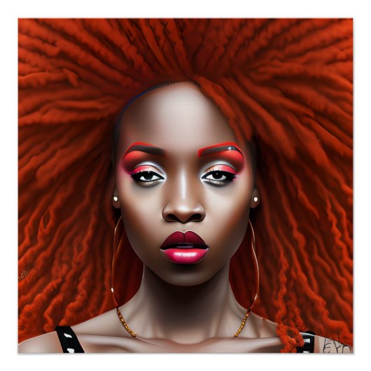 Auburn Queen Red Brown Hair Black Melanin Afro Poster (Vorderseite)