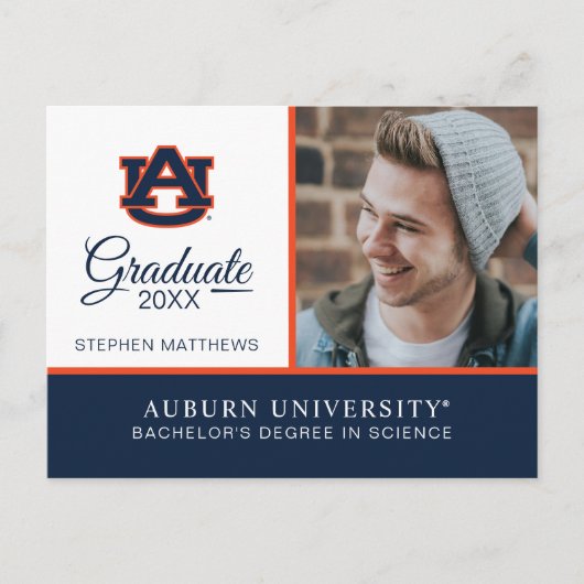 Auburn University | ABSCHLUSS Ankündigungspostkarte (Vorderseite)
