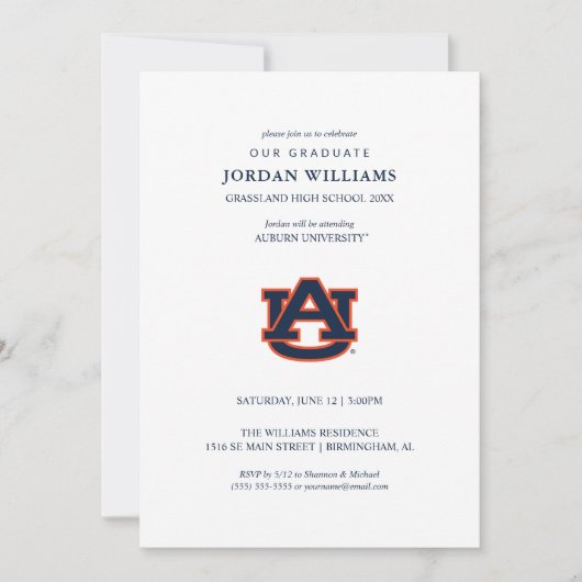 Auburn University Abschluss | Auburn Tigers Ankündigung (Vorderseite)