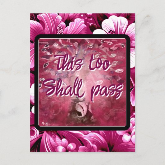 Auch dieser soll Abstrakten Baumhirsch pink weiß d Postkarte (Vorderseite)