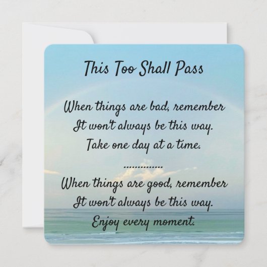 "Auch dieses soll passieren" (Vorderseite)