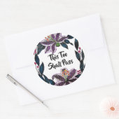 "Auch dieses soll passieren" Wasserfarbenlily-Kran Runder Aufkleber (Umschlag)