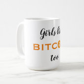 Auch Mädchen mögen Bitcoin Kaffeetasse (Vorderseite Links)