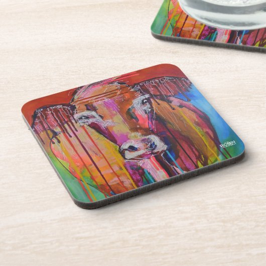 "Auch MOO für Yoo III" Singlekuh hartes Getränkeuntersetzer (Linke Seite)