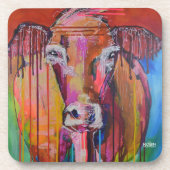 "Auch MOO für Yoo III" Singlekuh hartes Getränkeuntersetzer (Vorderseite)