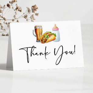 Auch Tacos braut und spuckt! Babyparty Dankeskarte