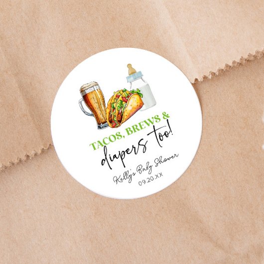 Auch Tacos braut und spuckt! Babyparty Runder Aufkleber