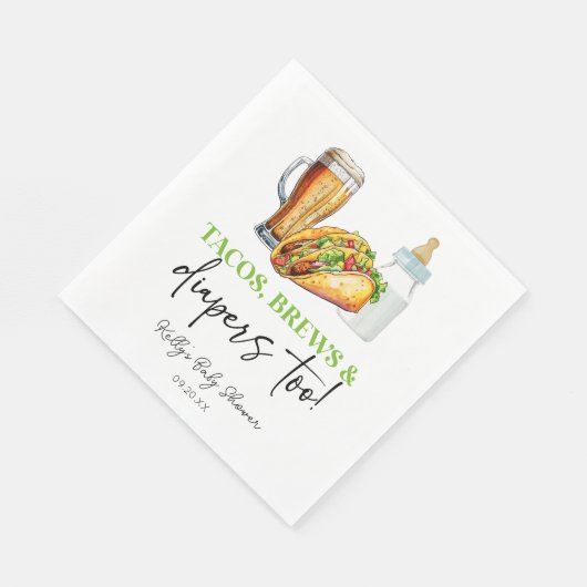 Auch Tacos braut und spuckt! Babyparty Serviette (Ecke)